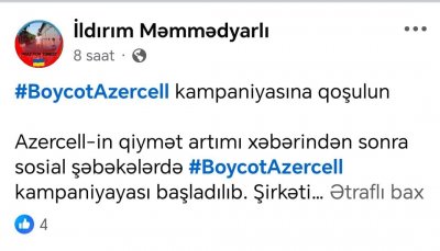 “Azercell”in yeni qərarına qarşı haştaq yaradıldı