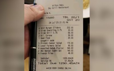 “Hilton Baku”dakı qiymətlər turistləri şoka saldı - FOTO