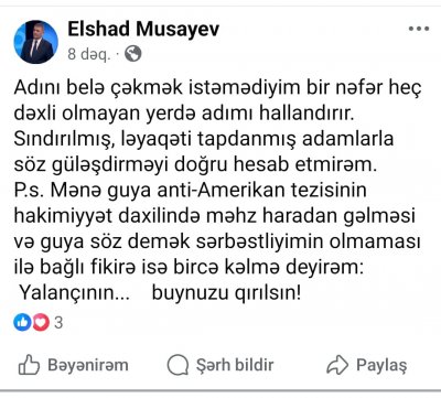 Millət vəkilindən SƏRT SÖZLƏR: “Yalançının..."” 