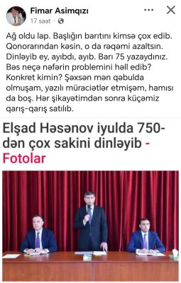“İcra başçısı 750 nəfəri dinləyib” xəbəri Yasamal sakinlərini qəzəbləndirdi